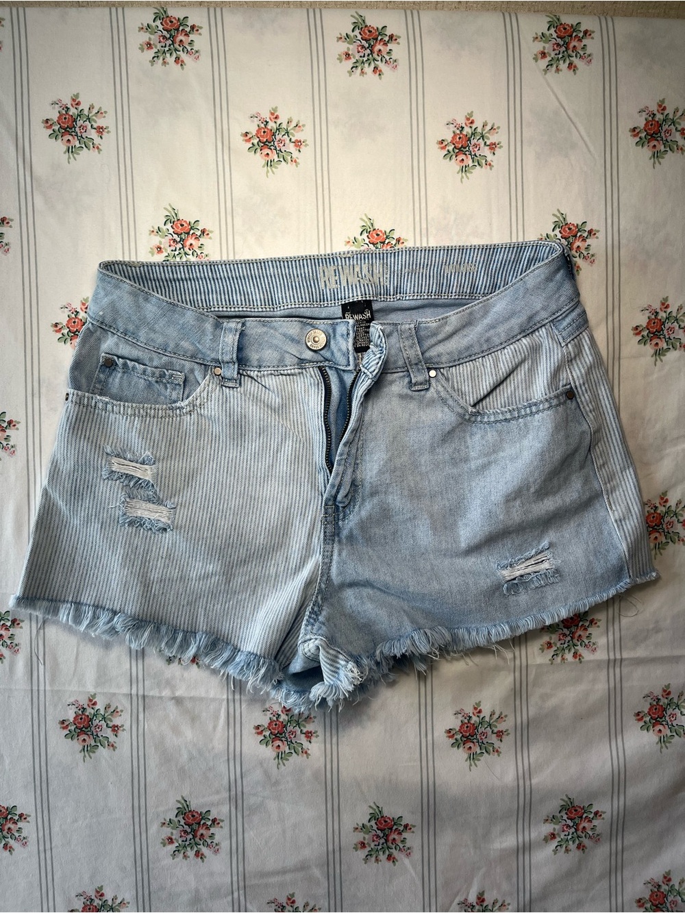 Rewash Light Blue Distressed Denim Jean Shorts